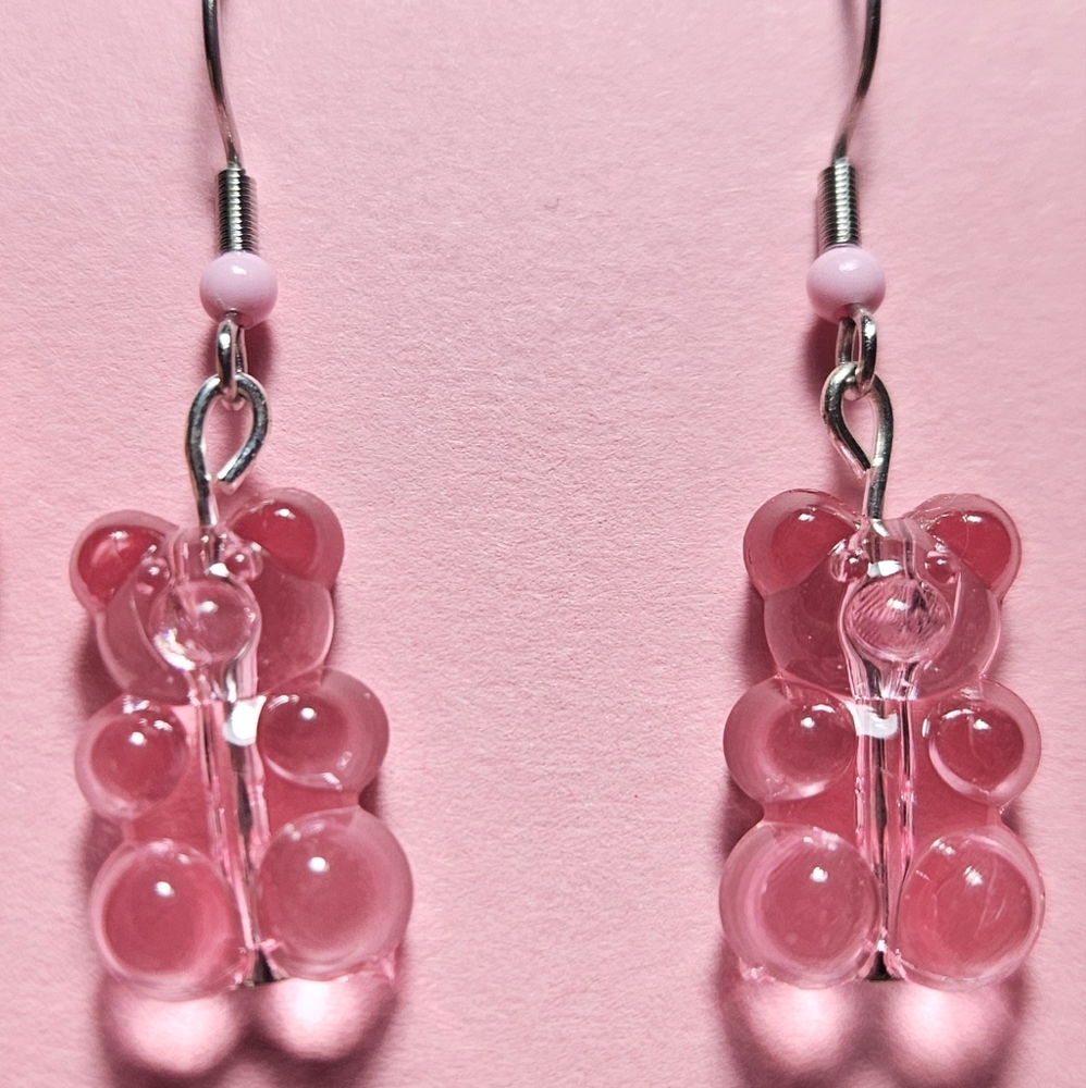 Pastel pink gummy bear earrings